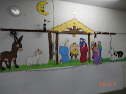廊下のキリスト降誕の絵